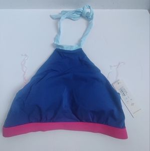 🆕 Phax Swim navy blue and pink halter high coverage Bikini top_Small